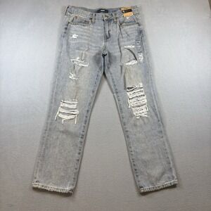 AERO Boyfriend Jeans Womens Size 8 Light Wash Distressed Rigid Denim NWT